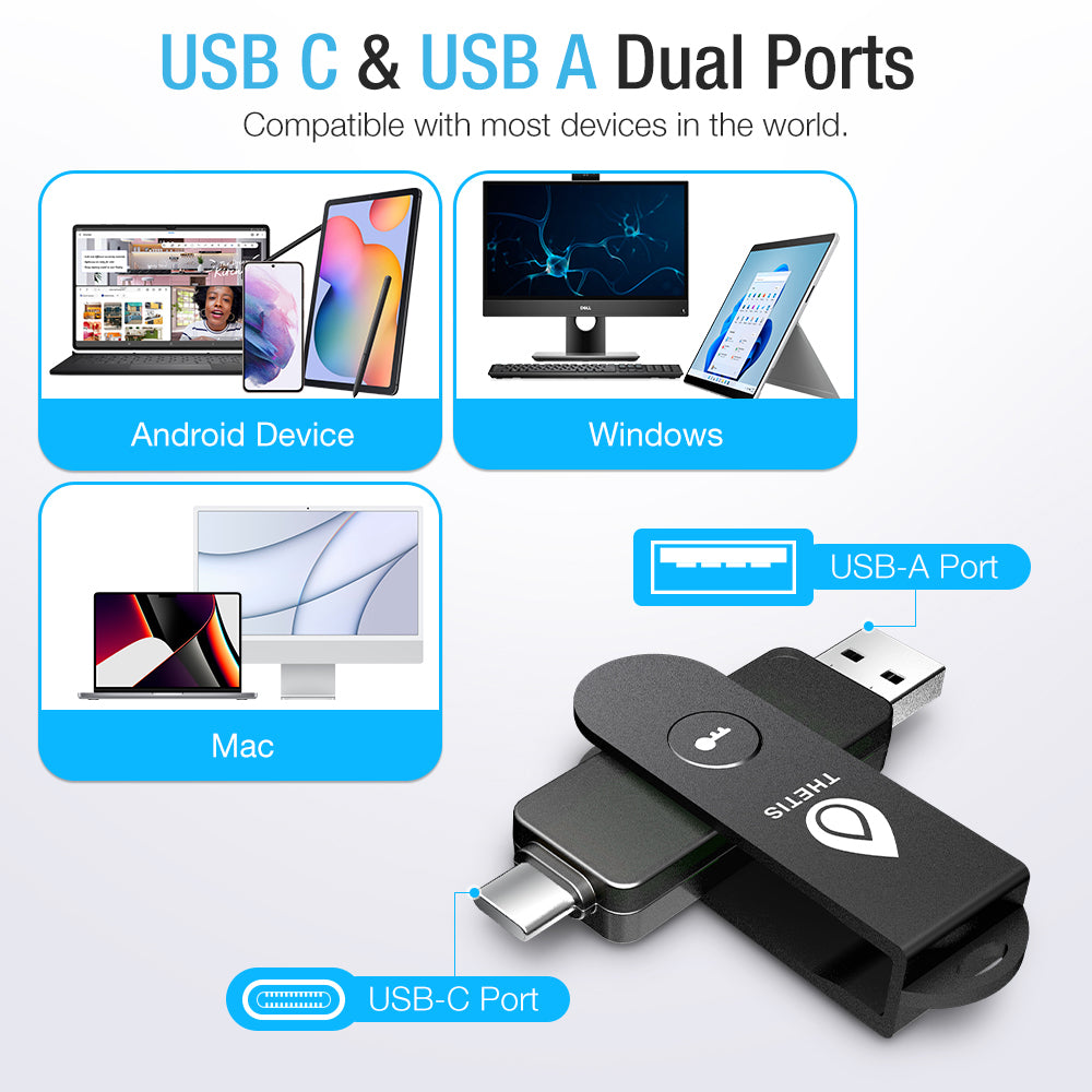 Thetis PRO FIDO2 Security Key with PinPlex - Passkey, PIV, USB-A, USB-