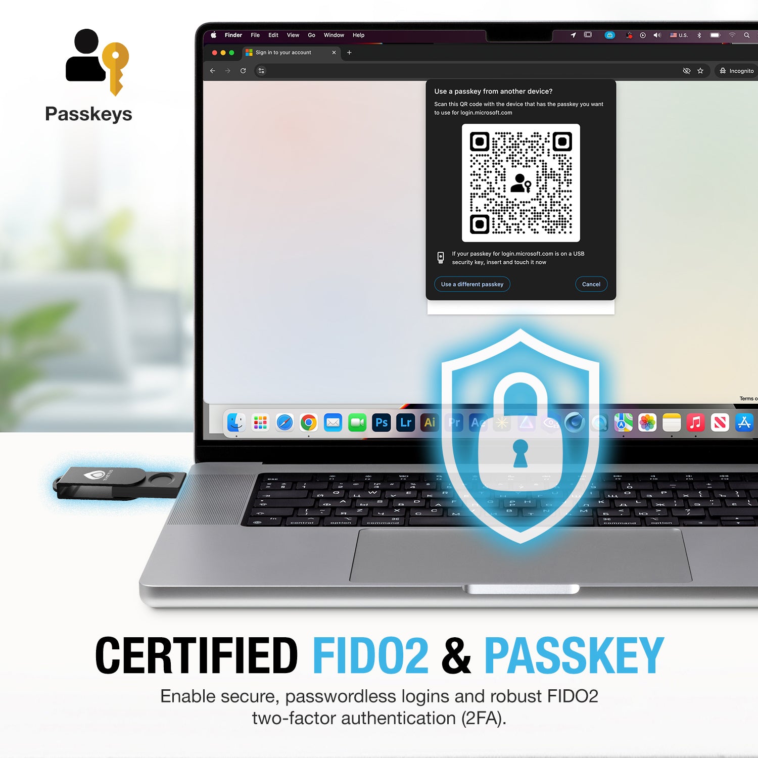 Thetis FIDO2 BioFP Plus Security Key - Passkey, USB-C, Fingerprint