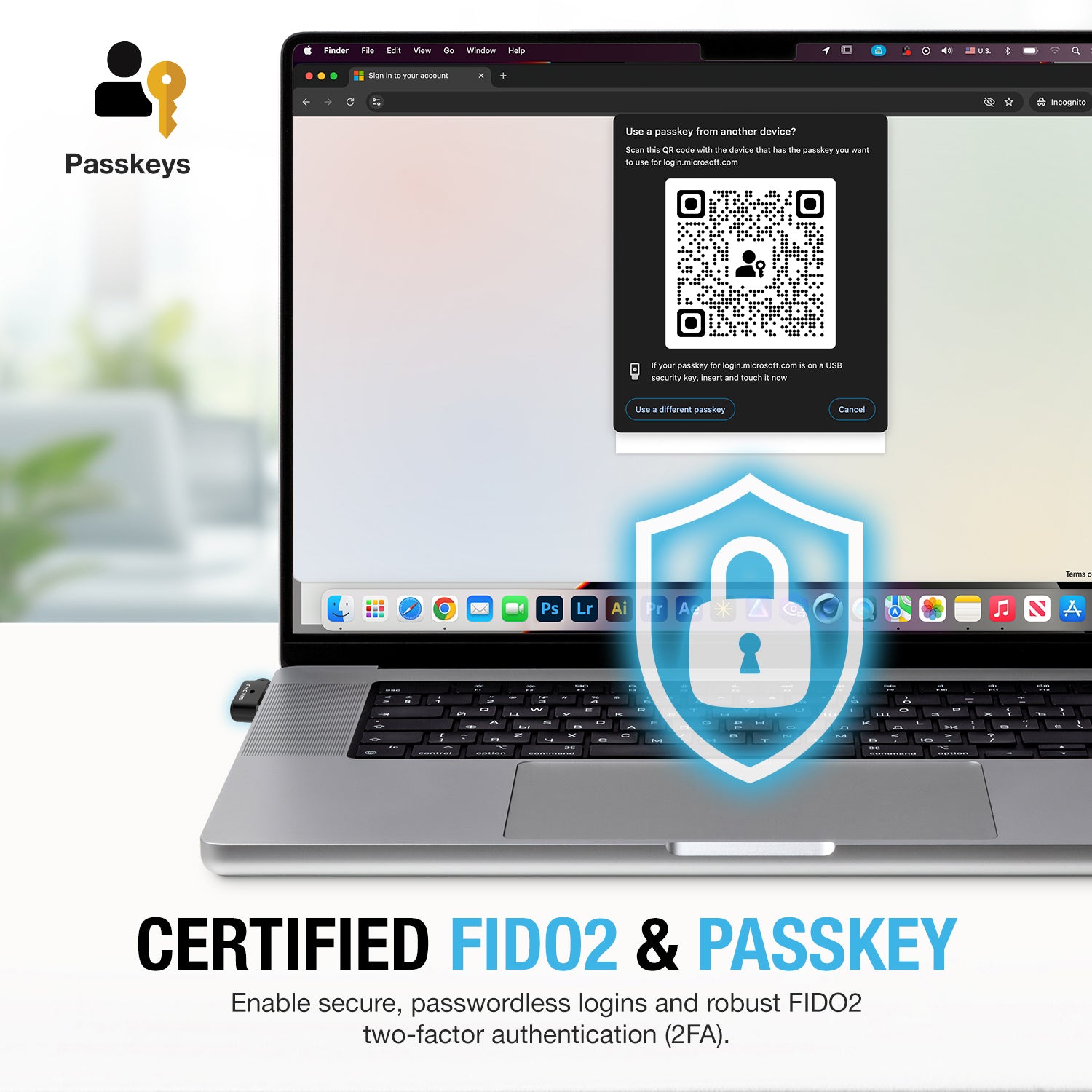 Thetis Nano-A FIDO2 Security Key Device - Passkey, USB-A