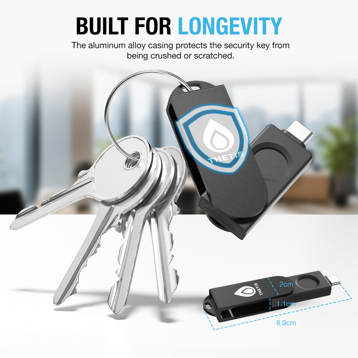 Passkey Security Key Thetis FIDO2 fingerprint security key - Passwordless Passkey&2FA/MFA