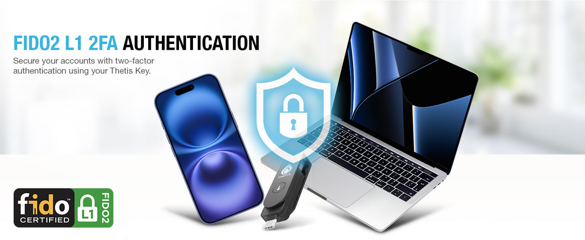 Thetis Key Manager Thetis PRO FIDO2 Security Key - Passkey, USB-A, USB-C & NFC