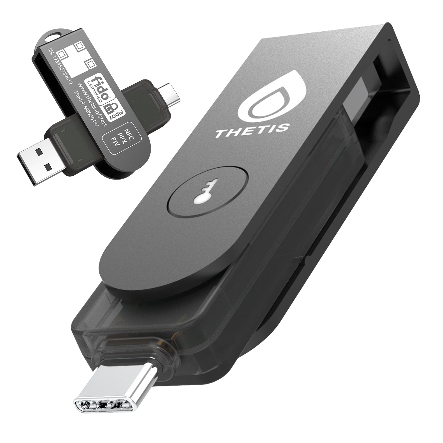 Two Key Device Thetis PRO FIDO2 Security Key with PinPlex - Passkey, PIV, USB-A, USB-